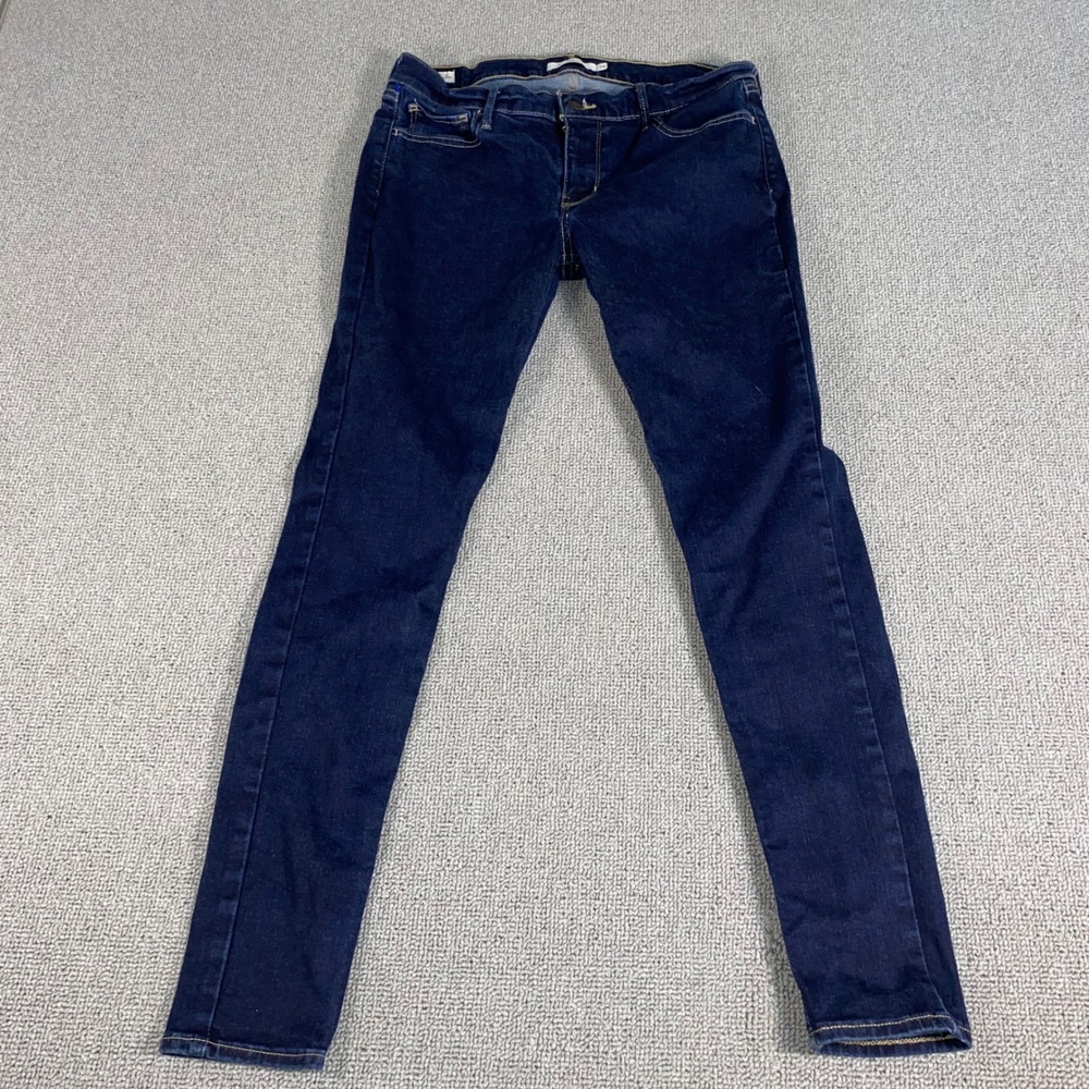 Levis 710 Super Skinny Jeans Womens 32 (Fits 30x27) Dark Blue Slim Fit Big E EUC